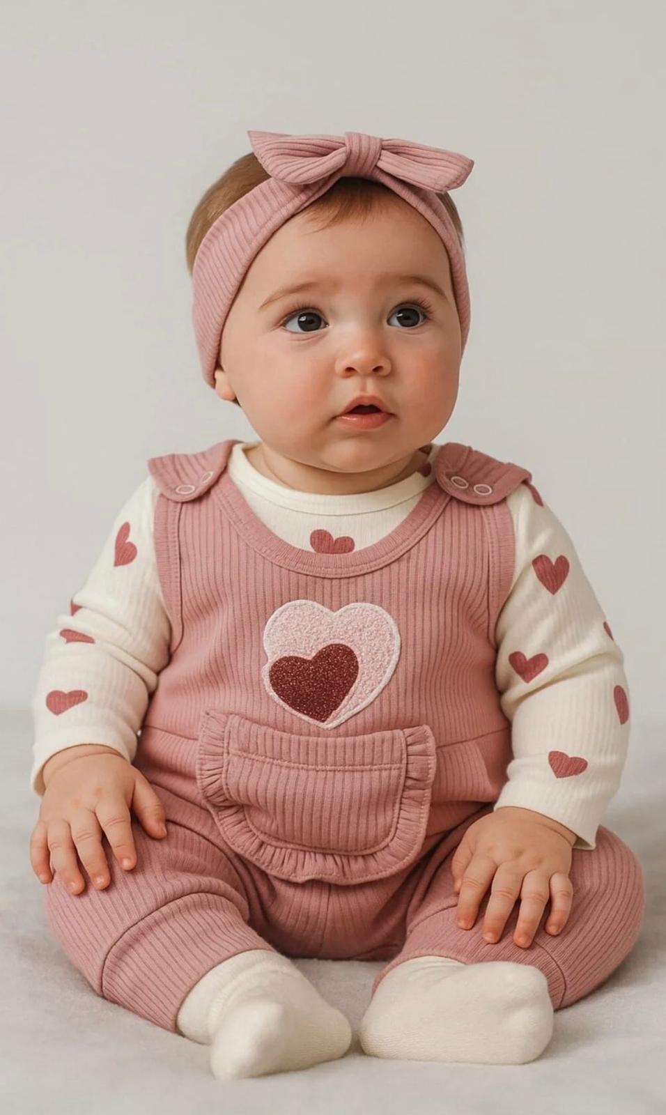 KALP NAKIŞLI KIZ BEBEK TULUMU