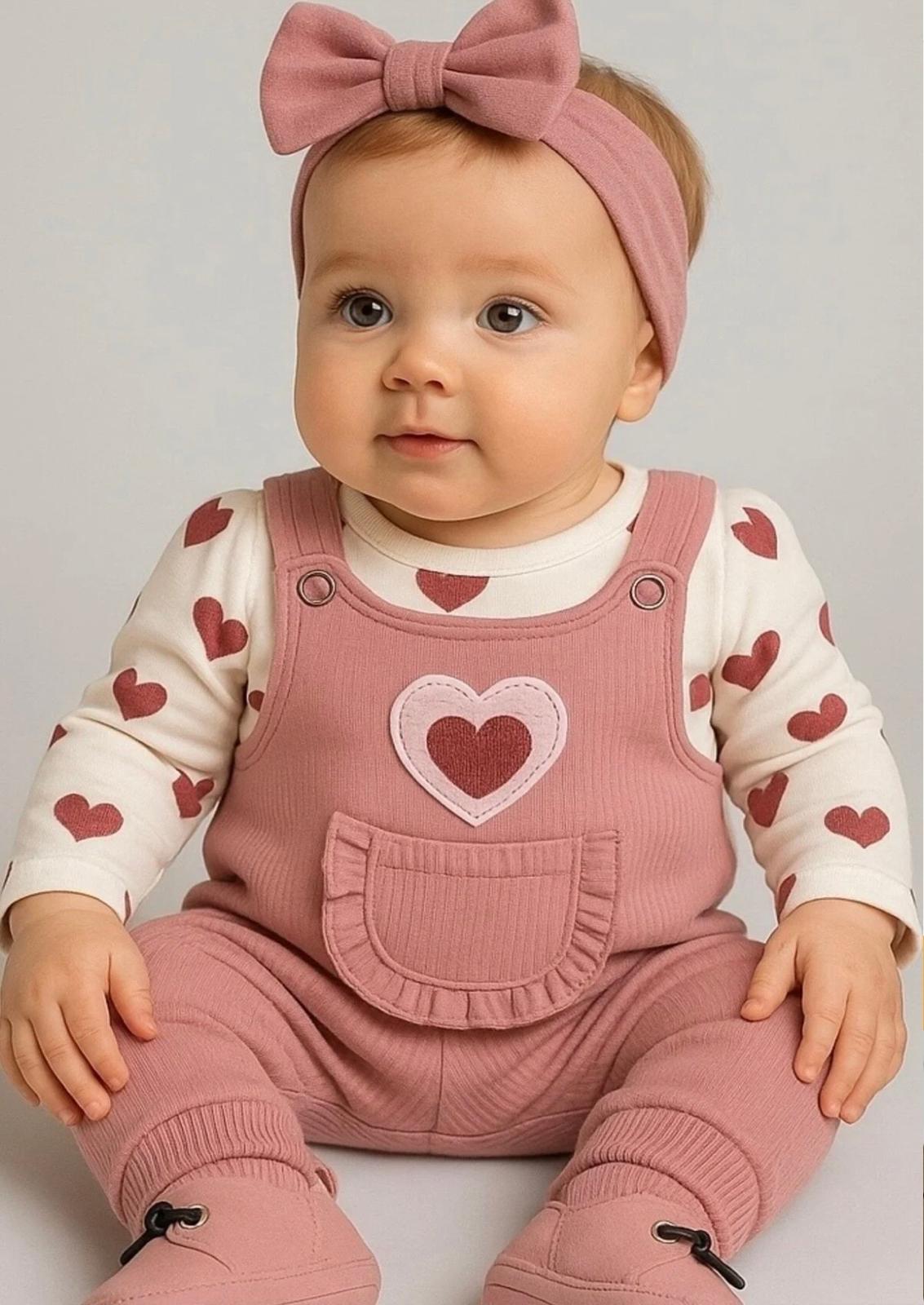 KALP NAKIŞLI KIZ BEBEK TULUMU